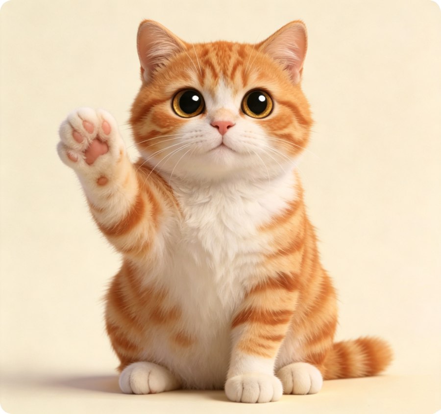 招手的大橘猫